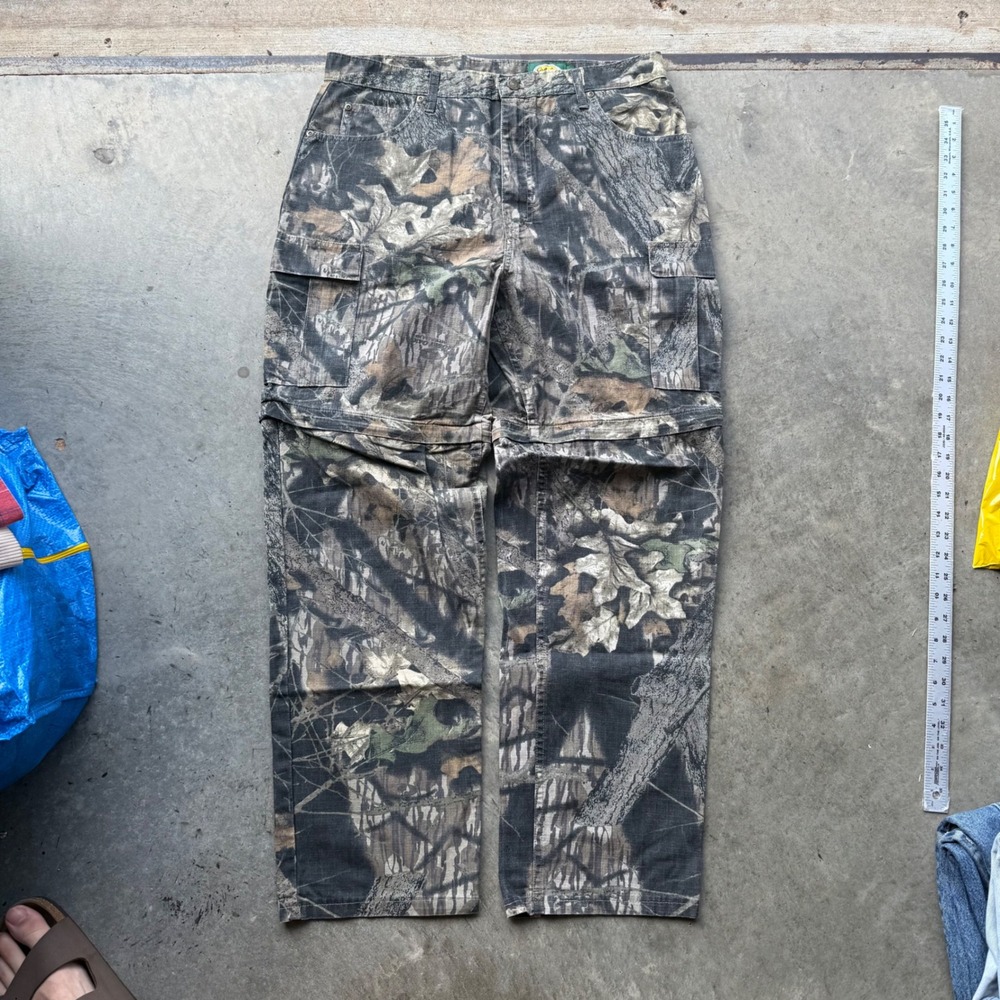 Cabelas Mossy Oak Camo Zip Off Convertible Cargo Pants Mens 36 x 32 Regular